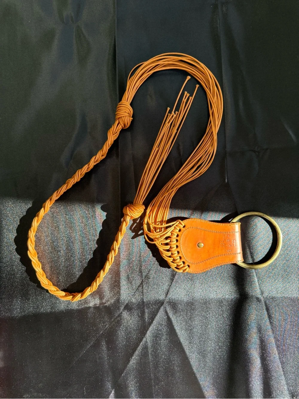 Vintage Rafe New York Tan Braided Leather Fringe Belt